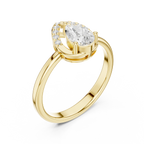 14K White Gold Pear-Cut Open-Halo Solitaire Diamond Engagement Ring