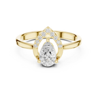 14K White Gold Pear-Cut Open-Halo Solitaire Diamond Engagement Ring