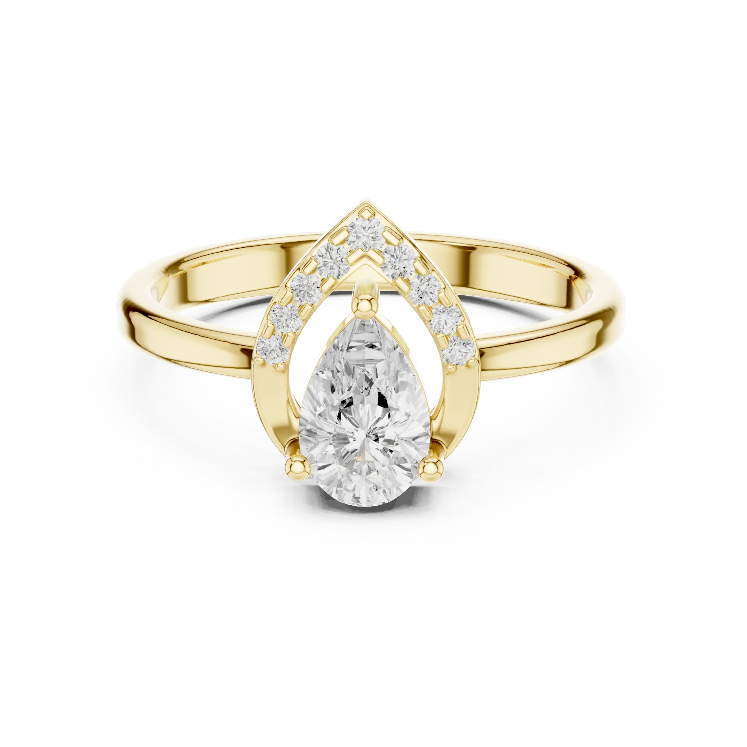 14K White Gold Pear-Cut Open-Halo Solitaire Diamond Engagement Ring