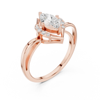 18K Yellow Gold Marquise-Cut Diamond V-Halo Split-Shank Engagement Ring