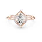 18K Yellow Gold Marquise-Cut Diamond V-Halo Split-Shank Engagement Ring