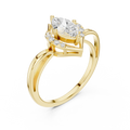 18K Yellow Gold Marquise-Cut Diamond V-Halo Split-Shank Engagement Ring
