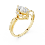 18K Yellow Gold Marquise-Cut Diamond V-Halo Split-Shank Engagement Ring