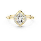 18K Yellow Gold Marquise-Cut Diamond V-Halo Split-Shank Engagement Ring