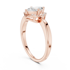 14K Rose Gold Marquise-Cut Diamond Engagement V-Contour Pavé Ring