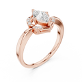 14K Rose Gold Marquise-Cut Diamond Engagement V-Contour Pavé Ring