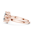 14K Rose Gold Marquise-Cut Diamond Engagement V-Contour Pavé Ring