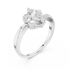 14K Rose Gold Marquise-Cut Diamond Engagement V-Contour Pavé Ring