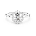 14K Rose Gold Marquise-Cut Diamond Engagement V-Contour Pavé Ring