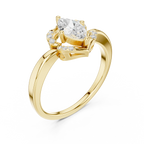 14K Rose Gold Marquise-Cut Diamond Engagement V-Contour Pavé Ring