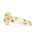 14K Rose Gold Marquise-Cut Diamond Engagement V-Contour Pavé Ring