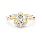 14K Rose Gold Marquise-Cut Diamond Engagement V-Contour Pavé Ring