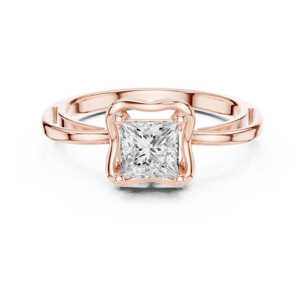 18K White Gold Princess-Cut Diamond Lattice Gallery Engagement Ring