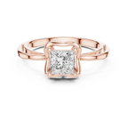 18K White Gold Princess-Cut Diamond Lattice Gallery Engagement Ring