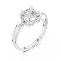 18K White Gold Princess-Cut Diamond Lattice Gallery Engagement Ring