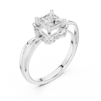 18K White Gold Princess-Cut Diamond Lattice Gallery Engagement Ring
