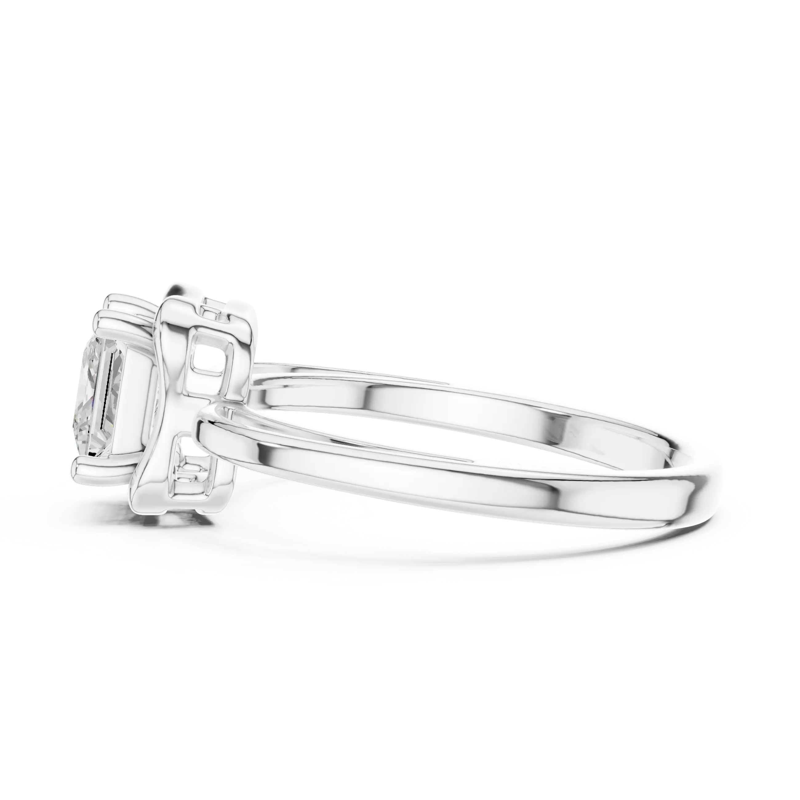 18K White Gold Princess-Cut Diamond Lattice Gallery Engagement Ring