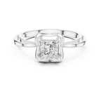 18K White Gold Princess-Cut Diamond Lattice Gallery Engagement Ring
