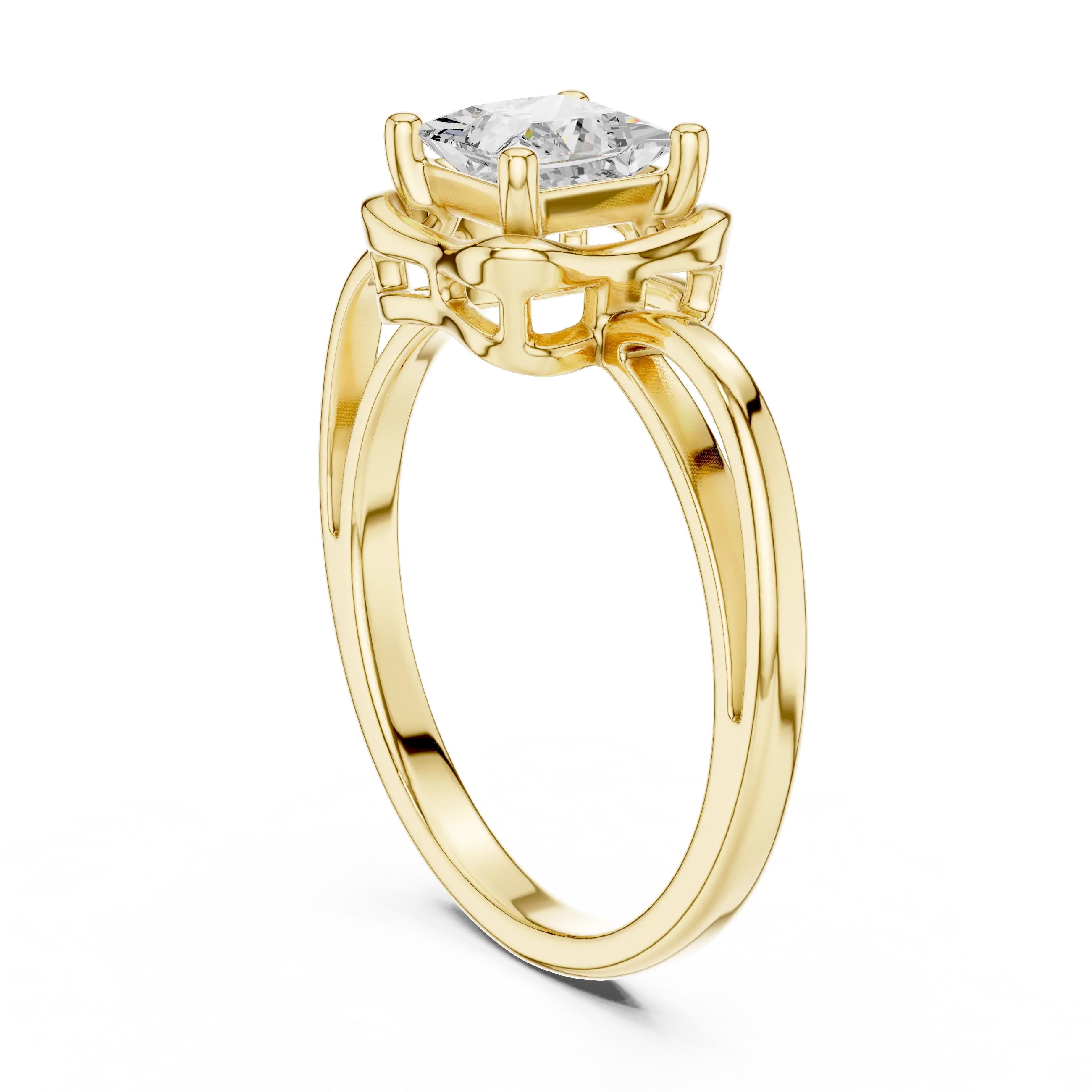18K White Gold Princess-Cut Diamond Lattice Gallery Engagement Ring