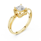 18K White Gold Princess-Cut Diamond Lattice Gallery Engagement Ring