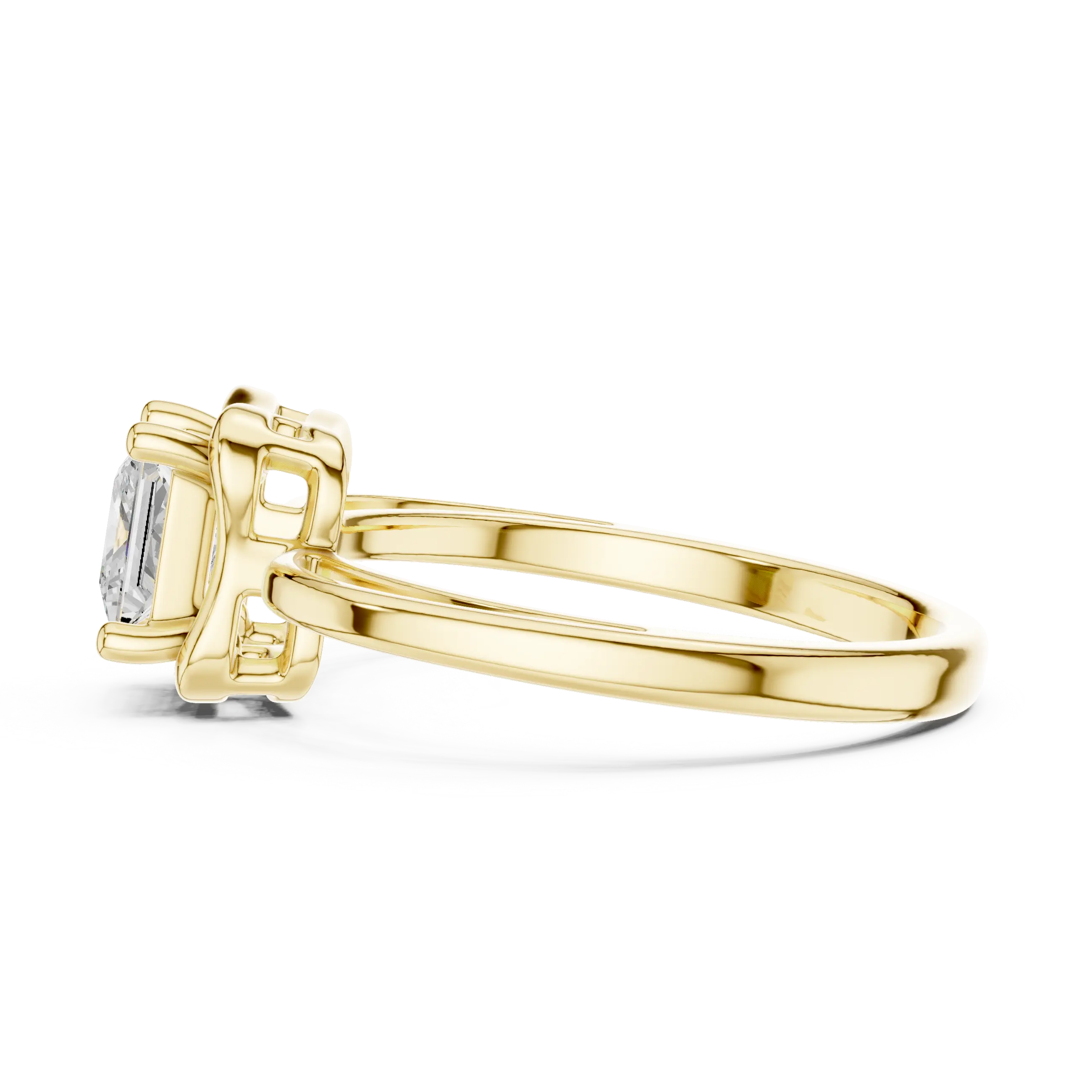 18K White Gold Princess-Cut Diamond Lattice Gallery Engagement Ring