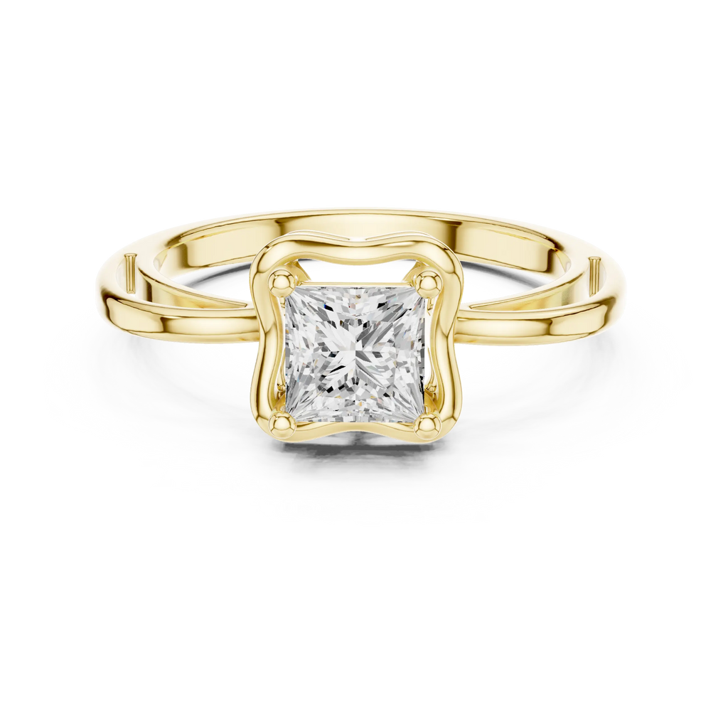 18K White Gold Princess-Cut Diamond Lattice Gallery Engagement Ring