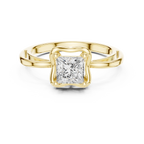 18K White Gold Princess-Cut Diamond Lattice Gallery Engagement Ring