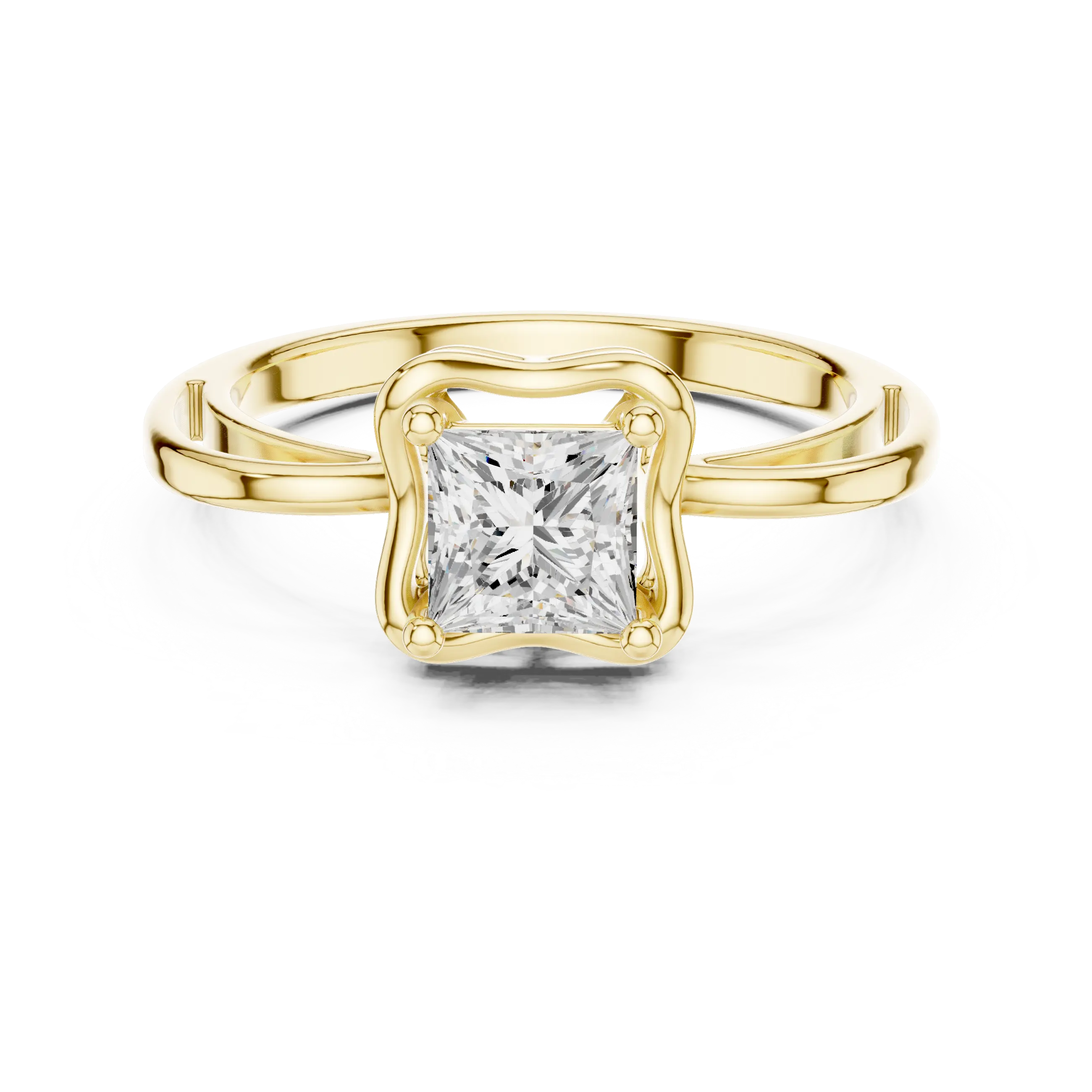 18K White Gold Princess-Cut Diamond Lattice Gallery Engagement Ring