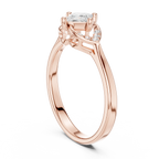 14K Yellow Gold Princess-Cut Diamond Engagement Petal Pavé Ring