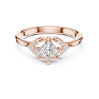 14K Yellow Gold Princess-Cut Diamond Engagement Petal Pavé Ring