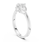 14K Yellow Gold Princess-Cut Diamond Engagement Petal Pavé Ring