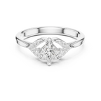 14K Yellow Gold Princess-Cut Diamond Engagement Petal Pavé Ring