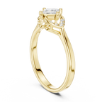 14K Yellow Gold Princess-Cut Diamond Engagement Petal Pavé Ring