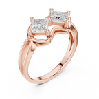 10K White Gold Two-Stone Princess-Cut Diamond Bypass Ring