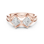 10K White Gold Two-Stone Princess-Cut Diamond Bypass Ring