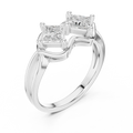 10K White Gold Two-Stone Princess-Cut Diamond Bypass Ring