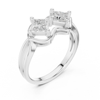 10K White Gold Two-Stone Princess-Cut Diamond Bypass Ring