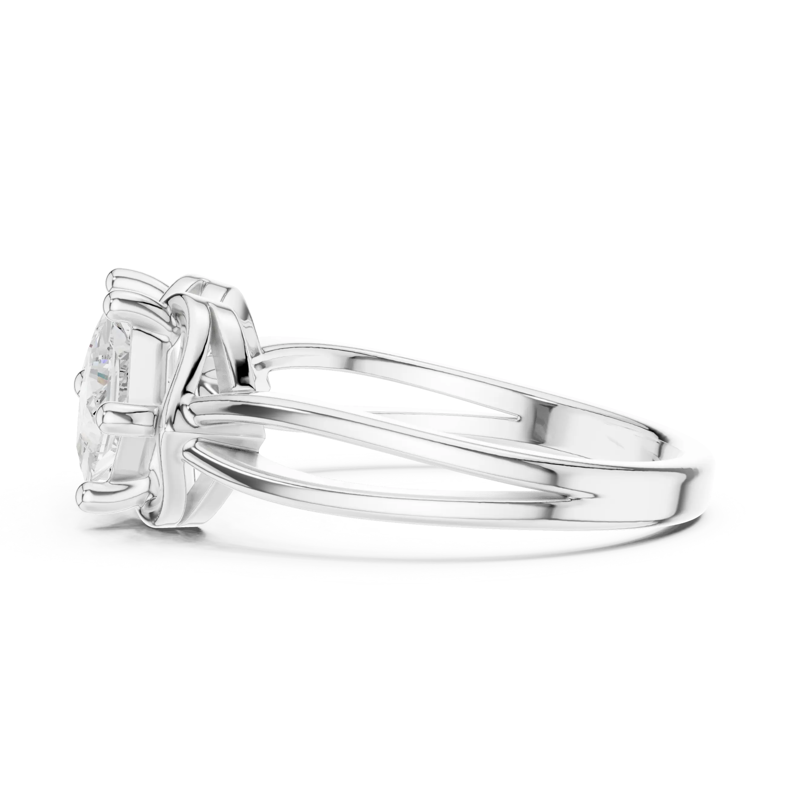 10K White Gold Two-Stone Princess-Cut Diamond Bypass Ring
