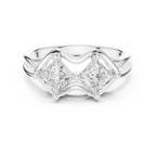 10K White Gold Two-Stone Princess-Cut Diamond Bypass Ring