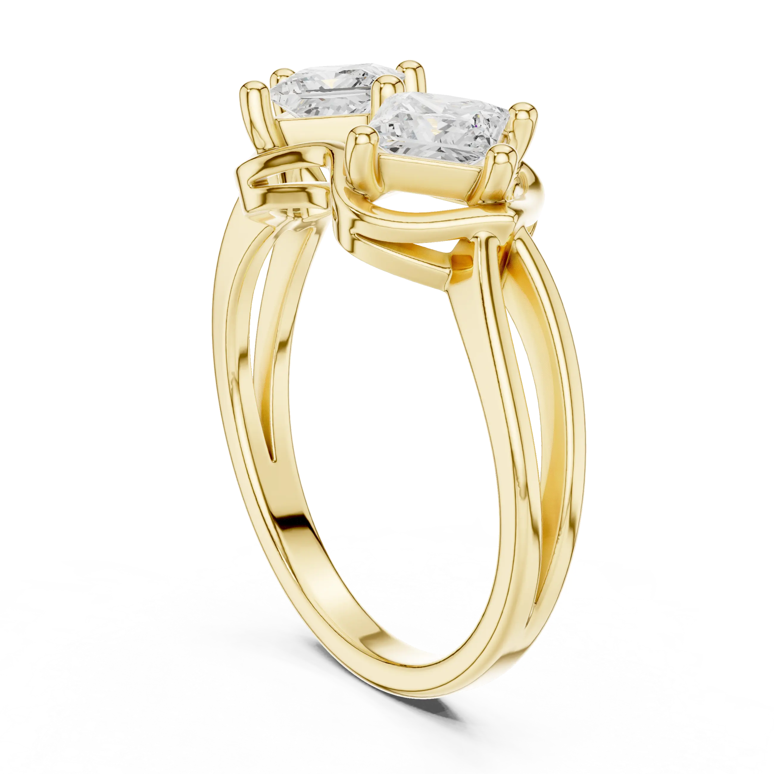 10K White Gold Two-Stone Princess-Cut Diamond Bypass Ring