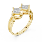 10K White Gold Two-Stone Princess-Cut Diamond Bypass Ring