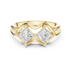 10K White Gold Two-Stone Princess-Cut Diamond Bypass Ring