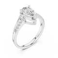 14K White Gold Pear-Cut Bezel-Halo Pavé Diamond Engagement Ring