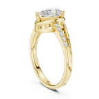 14K White Gold Pear-Cut Bezel-Halo Pavé Diamond Engagement Ring