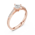 18K Yellow Gold Kite-Set Princess-Cut Pavé Diamond Engagement Ring