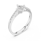 18K Yellow Gold Kite-Set Princess-Cut Pavé Diamond Engagement Ring