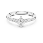 18K Yellow Gold Kite-Set Princess-Cut Pavé Diamond Engagement Ring