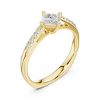 18K Yellow Gold Kite-Set Princess-Cut Pavé Diamond Engagement Ring
