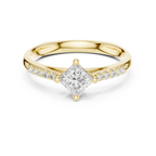 18K Yellow Gold Kite-Set Princess-Cut Pavé Diamond Engagement Ring