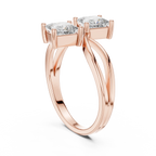 14K White Gold Two-Stone Princess-Cut Bypass Diamond Ring